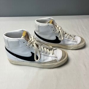 Nike Blazer Mid '77 Vintage Sneakers White Black‎ Leather US 8.5 CZ1055-100